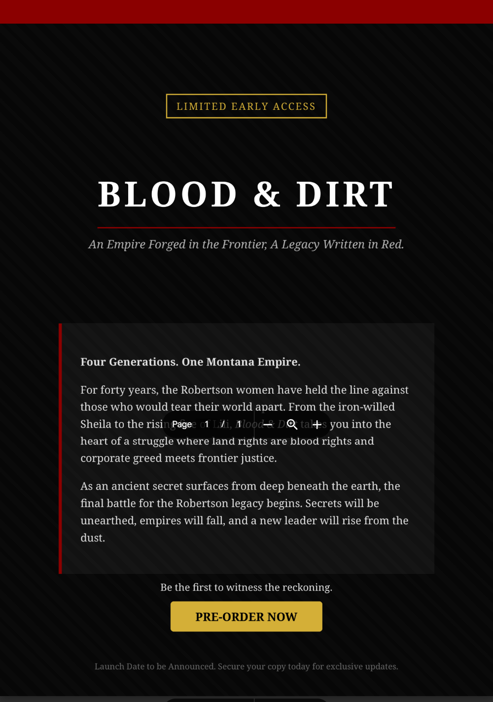 Blood and Dirt — teaser book cover featuring the Robertson empire saga